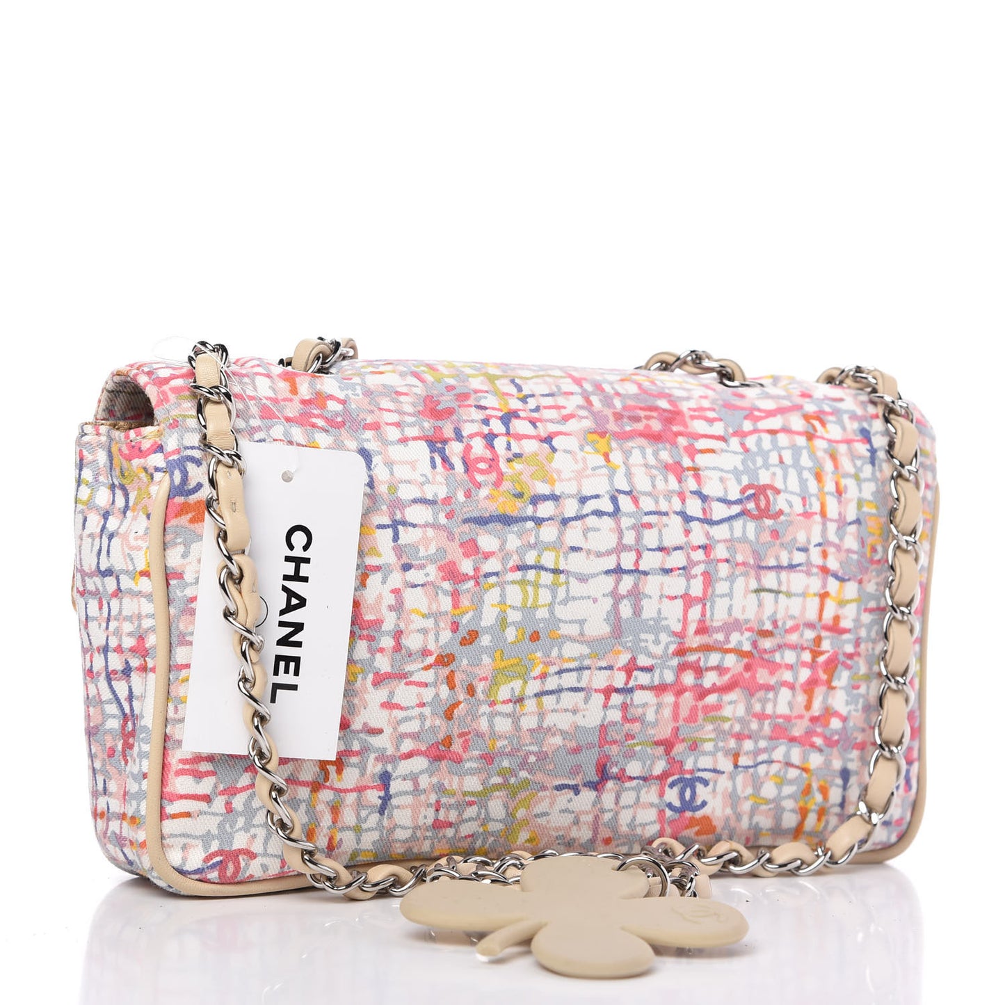 Canvas Watercolor Tweed Print Clover Small Flap Multicolor