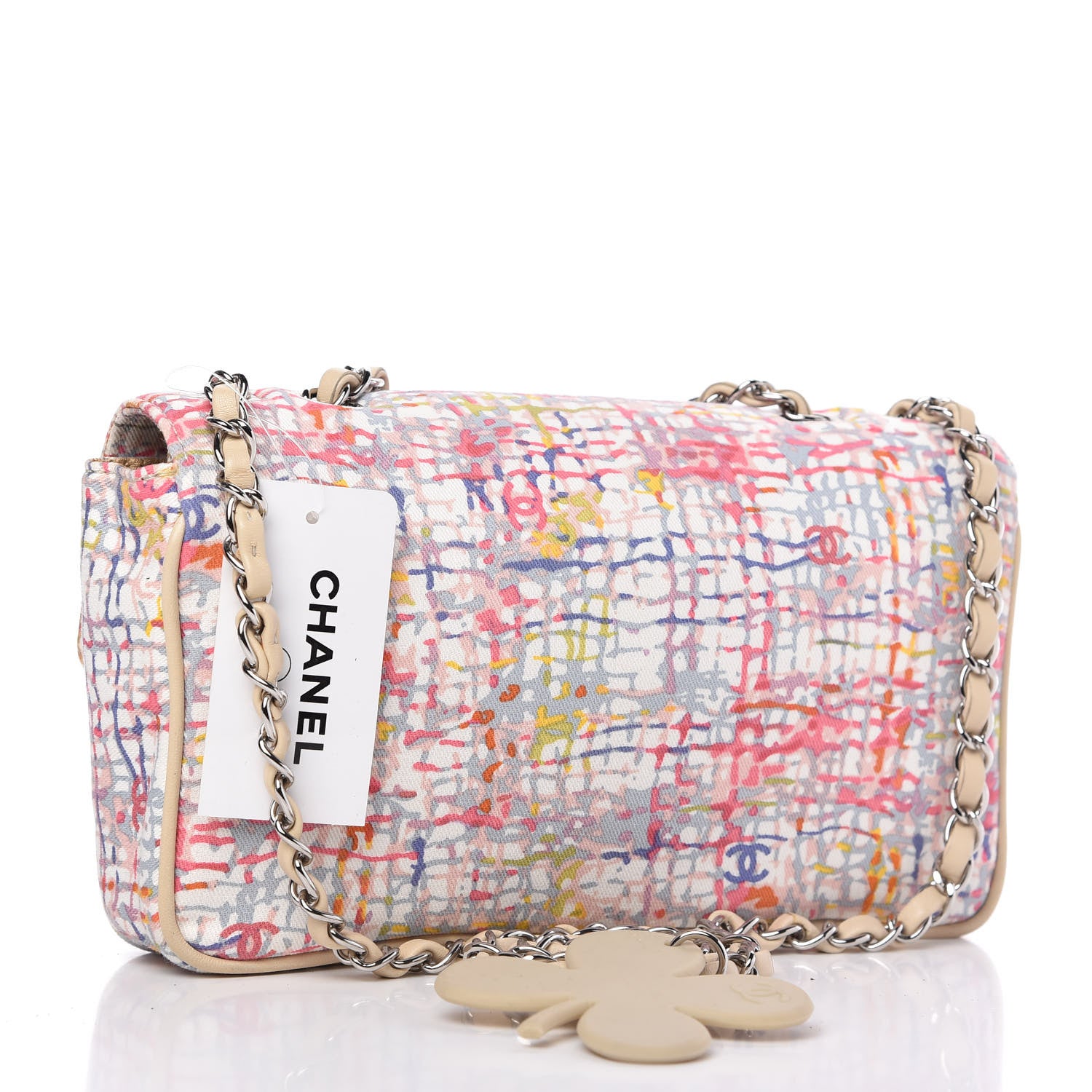 Chanel Canvas Watercolor Tweed Print Clover Small Flap Multicolor 3 of 11