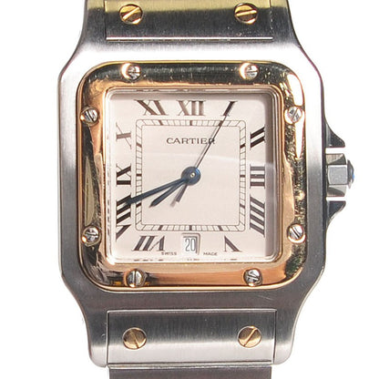 Cartier Stainless Steel 18K Yellow Gold 29mm Santos De Galbee Quartz Watch 1 of 15