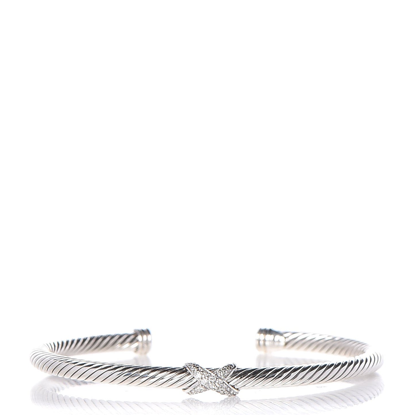 Sterling Silver Diamond 4mm X Cable Bracelet