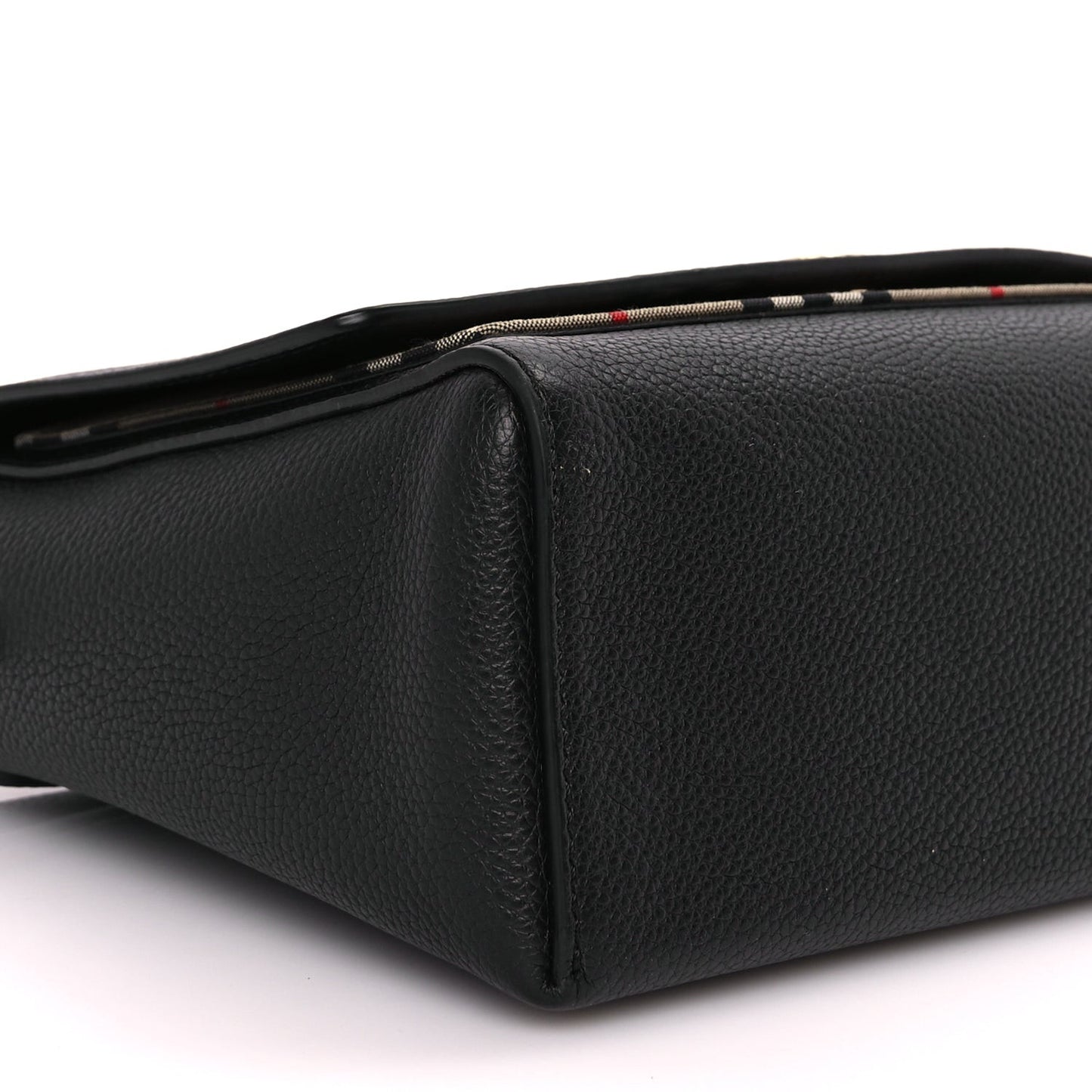 Coated Canvas Calfskin Vintage Check Medium Note Crossbody Bag Black