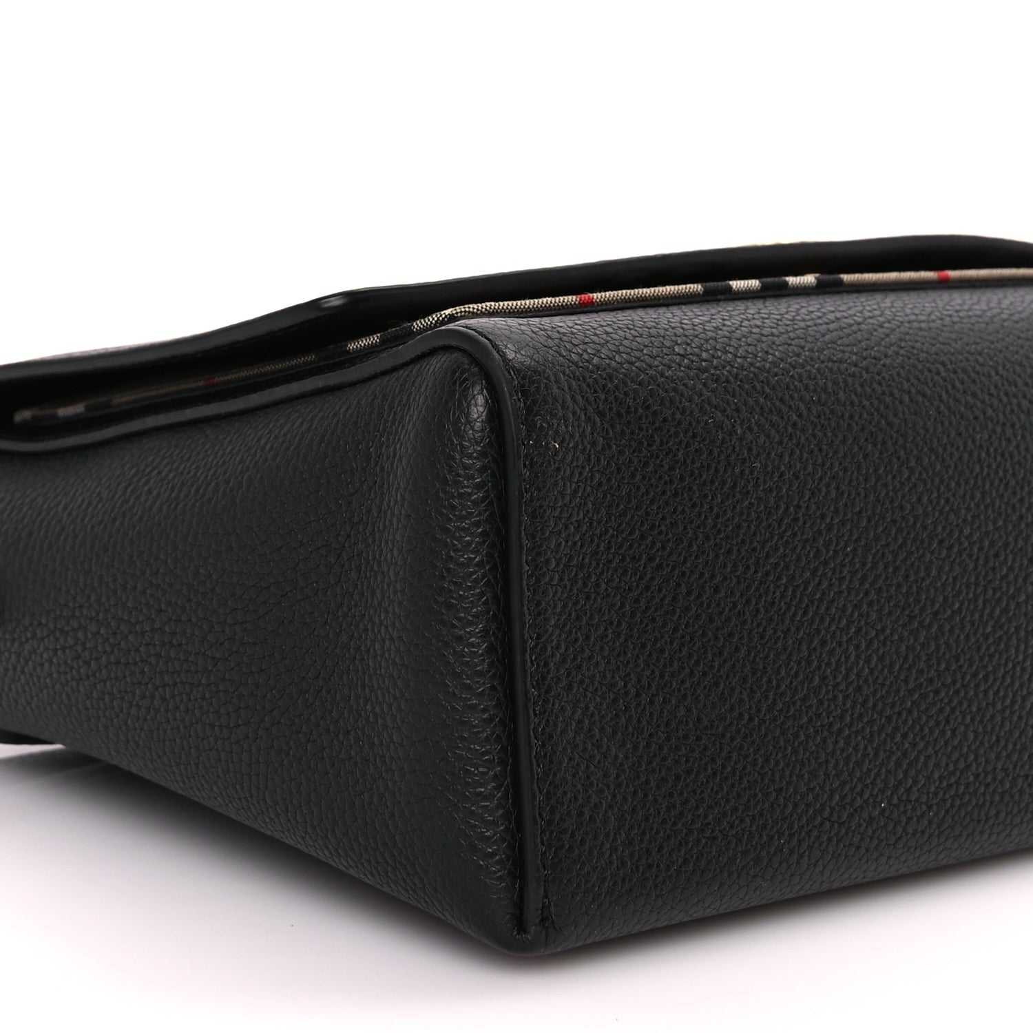 Burberry Coated Canvas Calfskin Vintage Check Medium Note Crossbody Bag Black 7 of 8