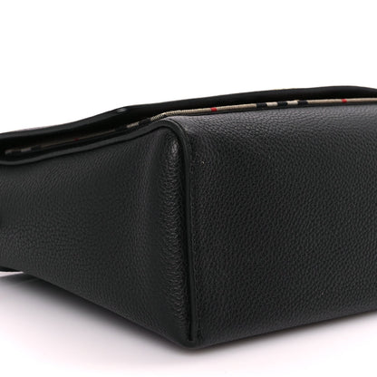 Burberry Coated Canvas Calfskin Vintage Check Medium Note Crossbody Bag Black 7 of 8