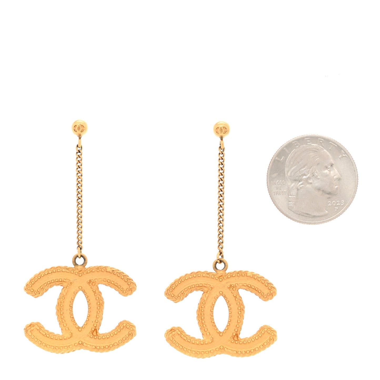 CC Drop Earrings Matte Gold