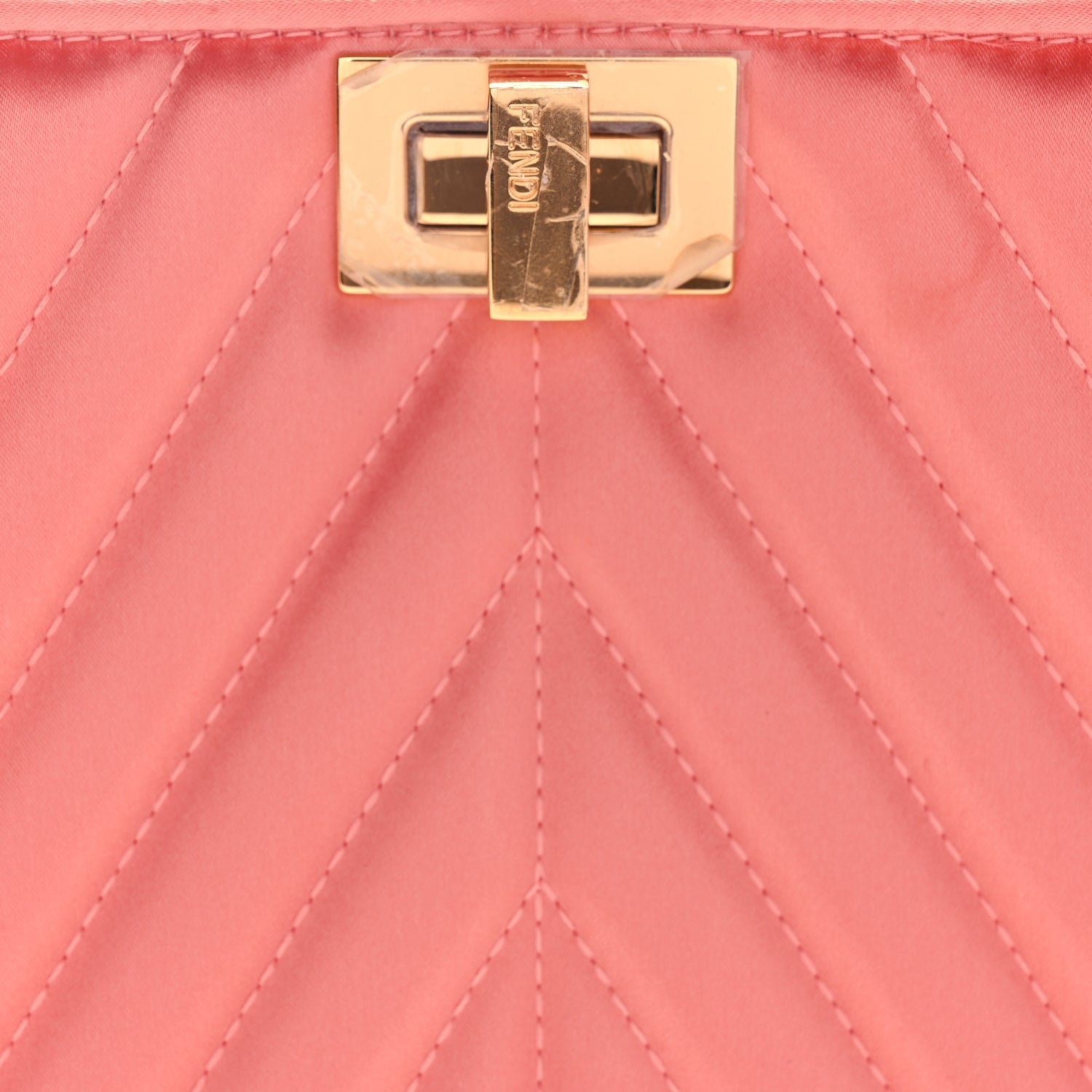Fendi Raso Satin Trapunatato Medium Peekaboo I SEE U East West Satchel Rosa Quarzo Oro 6 of 9