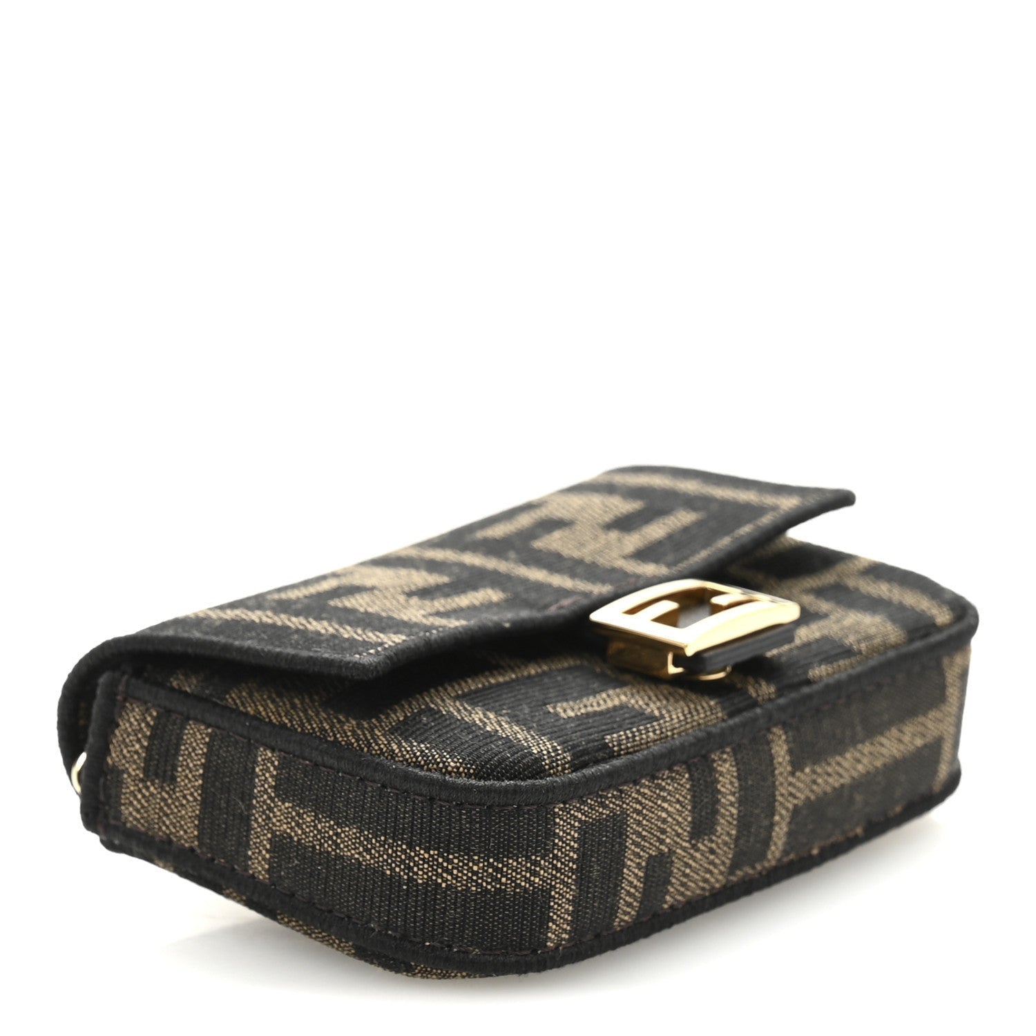 Fendi Fabric Jacquard FF 1974 Nano Baguette Charm Tobacco Moro Black 4 of 7