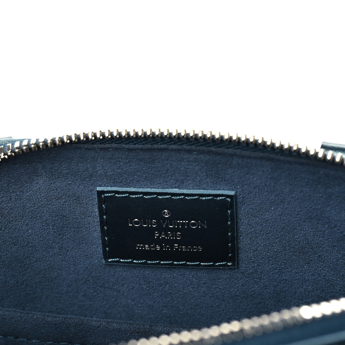 Louis Vuitton Metallic Calfskin Debossed Monogram Alma BB Steel Blue 9 of 15