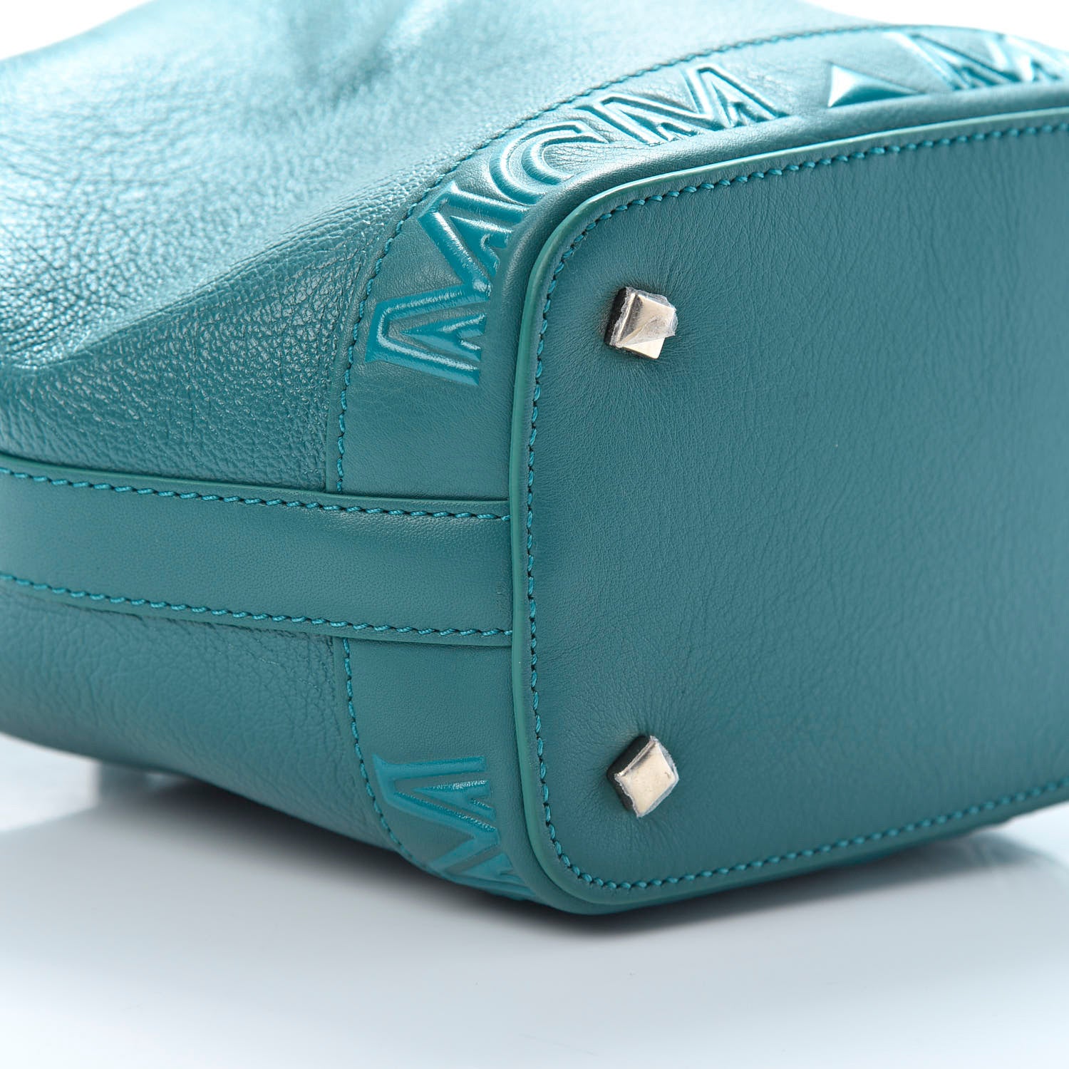 MCM Goatskin Milano Drawstring Mini Bag Deep Lagoon 10 of 11