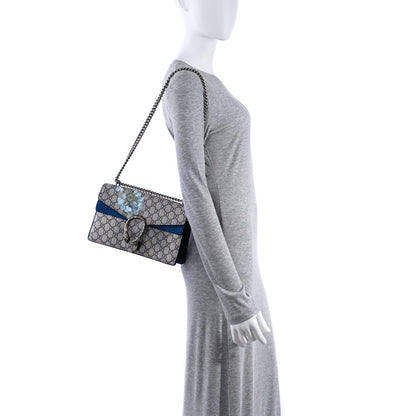 Gucci GG Supreme Monogram Blooms Small Dionysus Shoulder Bag Beige Navy Vintage Blue 2 of 11