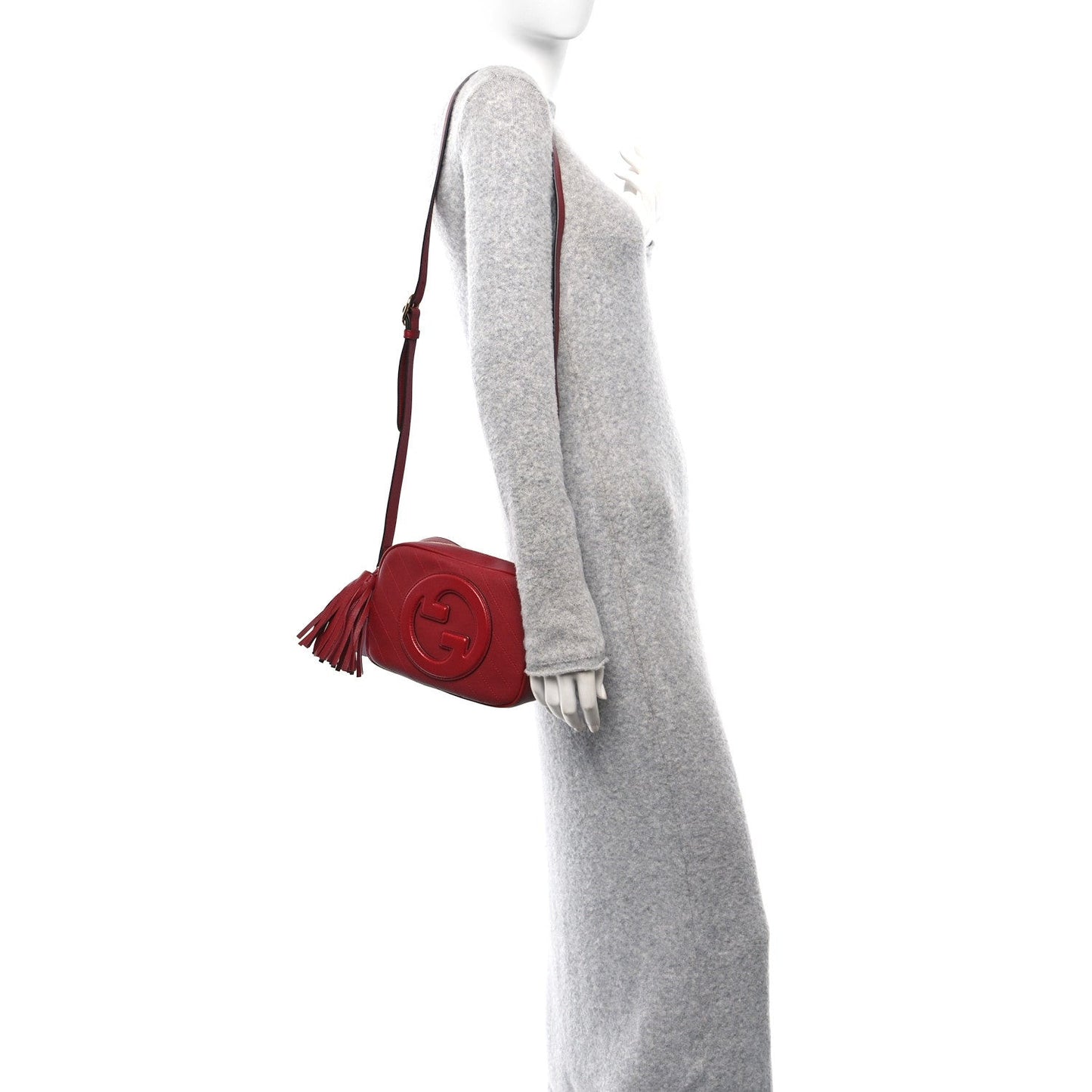 Sakai Be Green Calfskin Diagonal Stitched Small Blondie Shoulder Bag Rosso