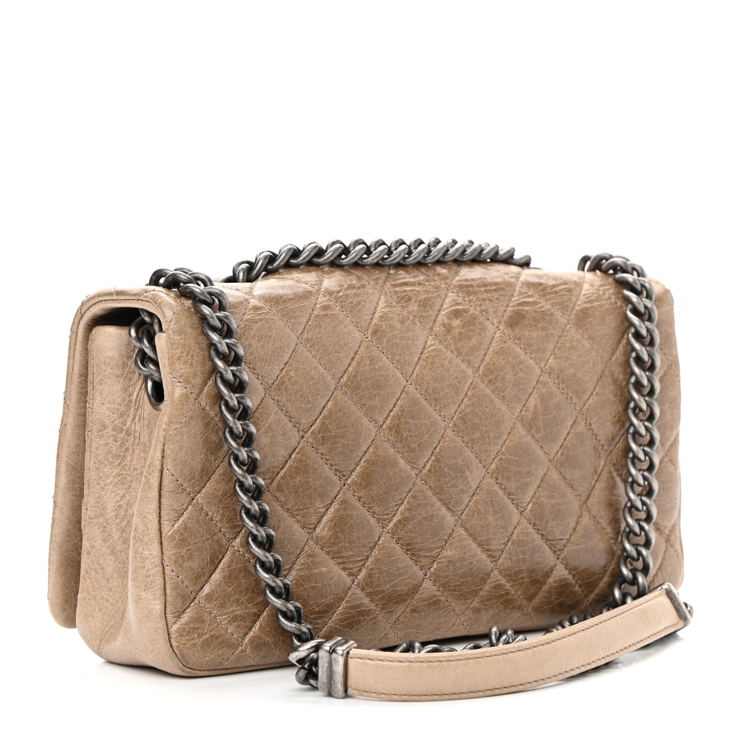 Chanel Glazed Calfskin Nameplate Flap Beige 3 of 10