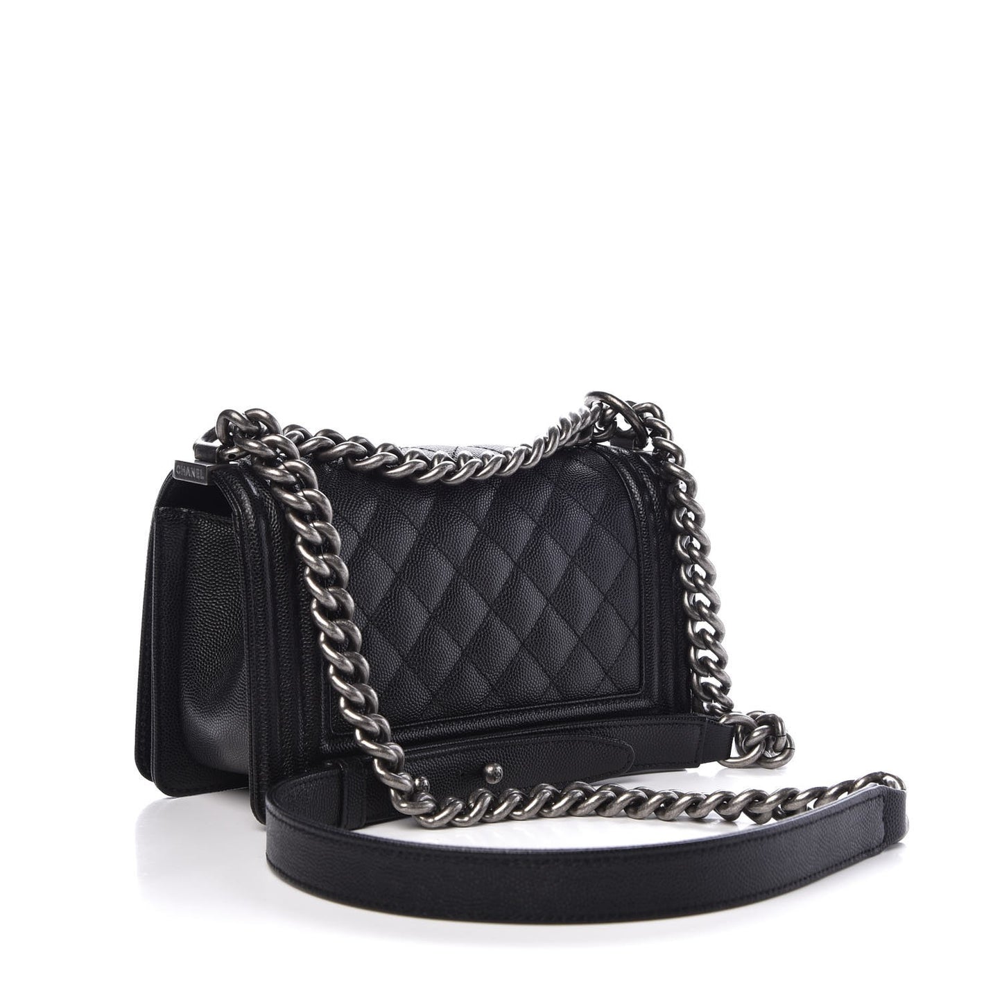 Caviar Quilted Small Boy Flap Black