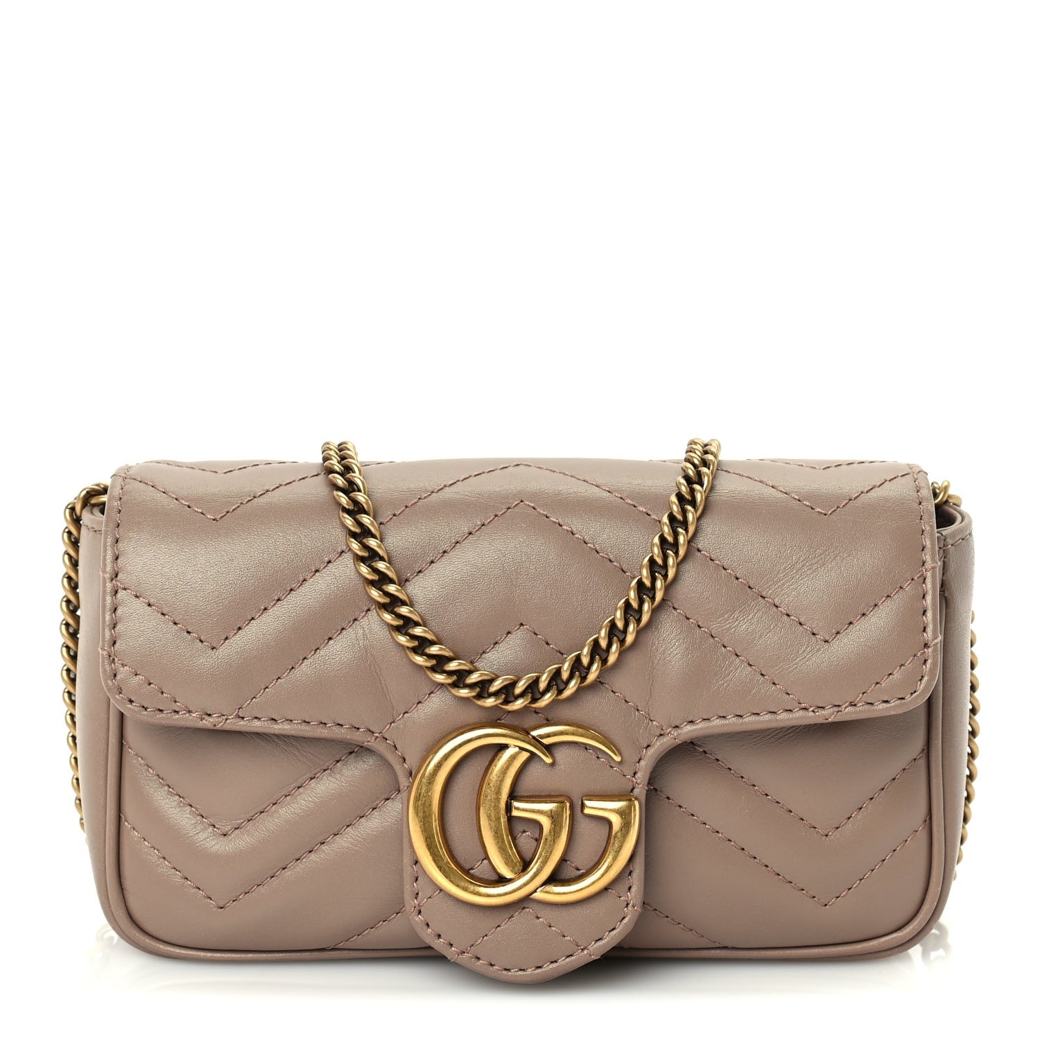 Gucci Calfskin Matelasse Super Mini GG Marmont Shoulder Bag  Porcelain Rose 1 of 9