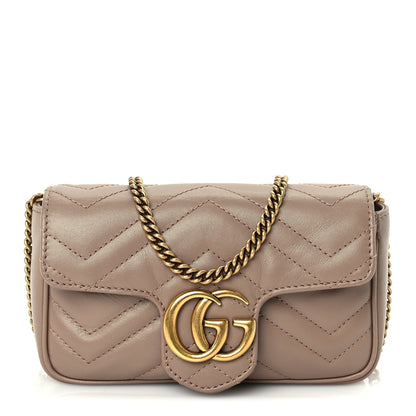 Gucci Calfskin Matelasse Super Mini GG Marmont Shoulder Bag  Porcelain Rose 1 of 9