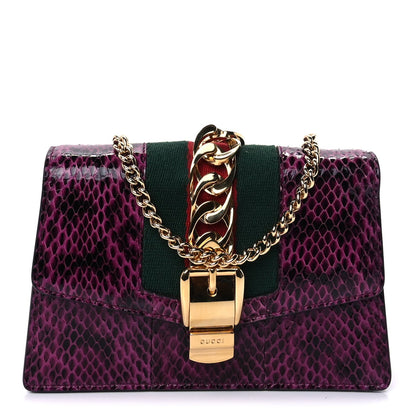 Gucci Snakeskin Web Super Mini Sylvie Chain Shoulder Bag Purple 1 of 7