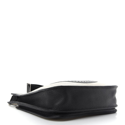 Hermes Toile Taurillon Clemence Evelyne III PM Ecru Black 4 of 9
