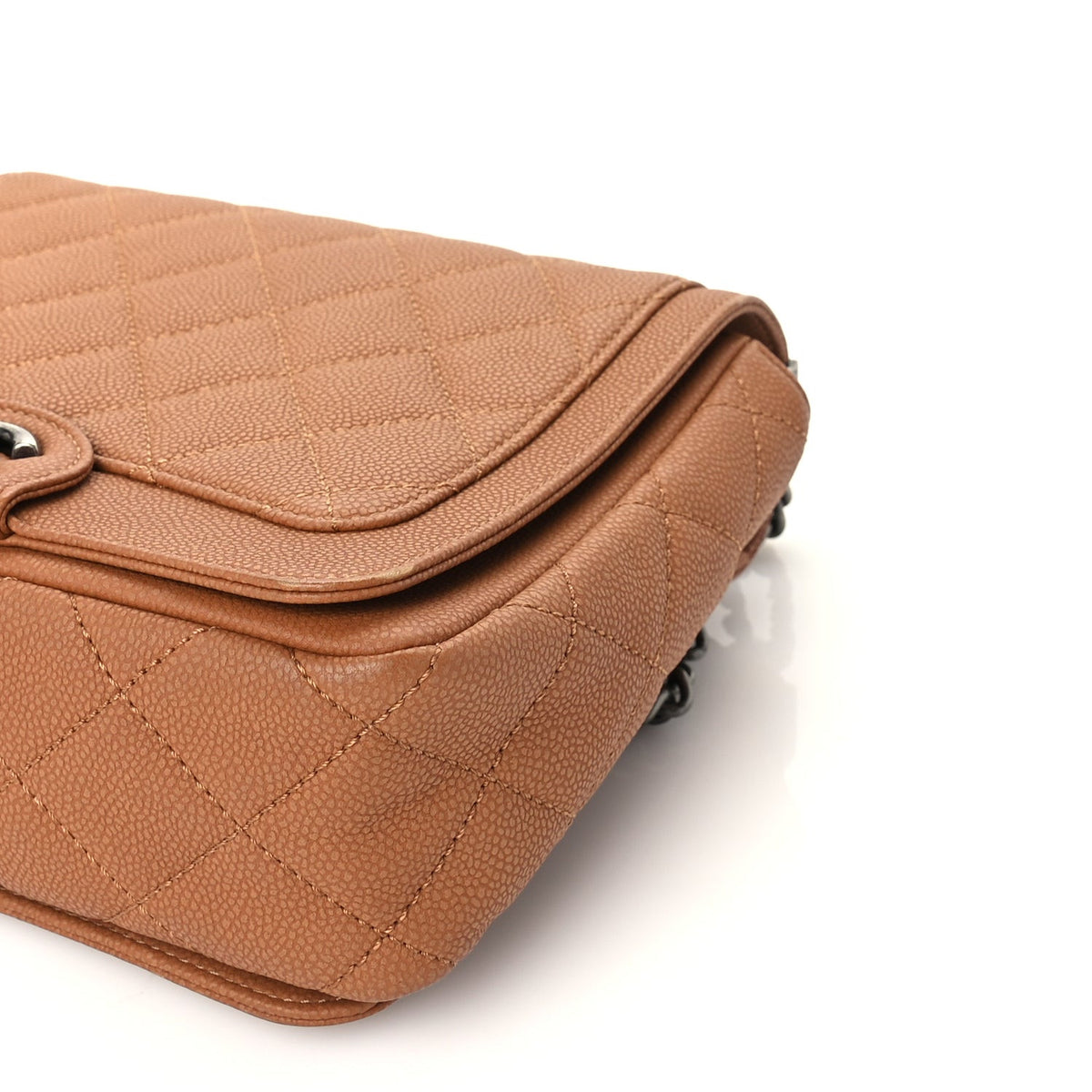 Chanel Washed Caviar Quilted Small Square Turn Around Ligne Flap Camel 9 of 9