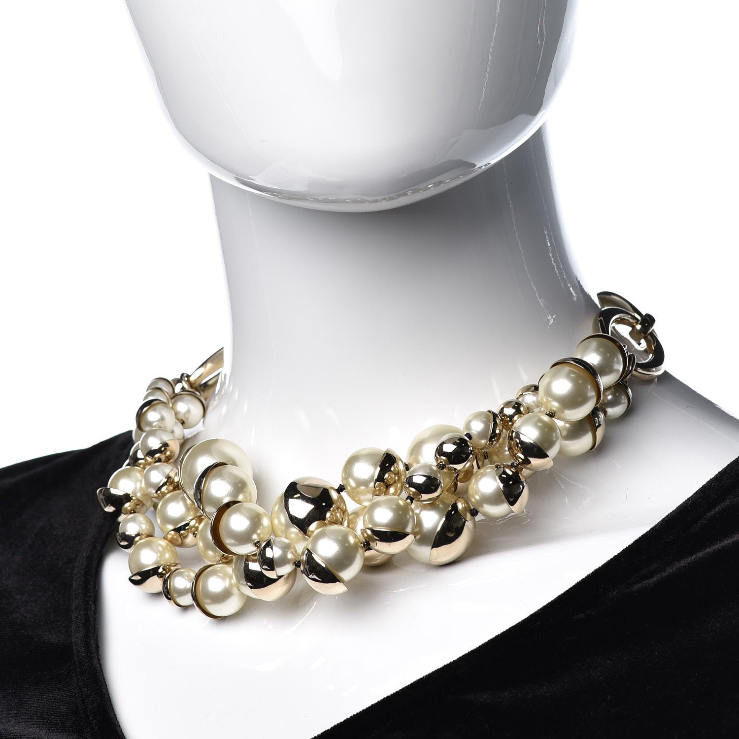 Christian Dior Pearl Mise en Dior Multi Strand Necklace Gold 2 of 5