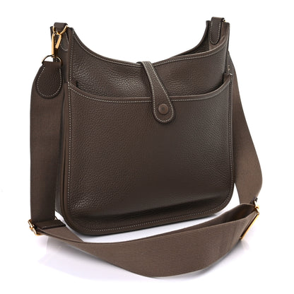 Hermes Taurillon Clemence Evelyne PM Etoupe 2 of 8