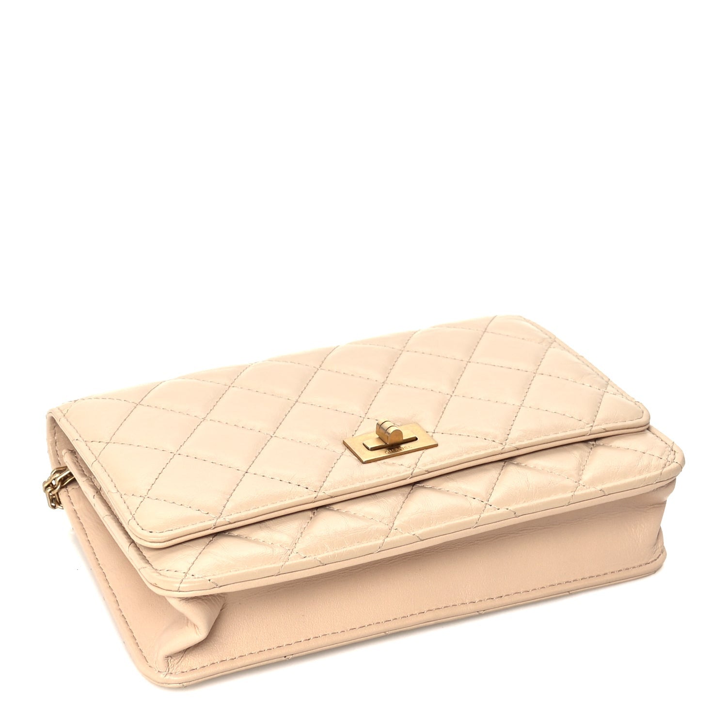 Chanel Aged Calfskin Quilted Reissue Wallet On Chain WOC Beige 3 of 9