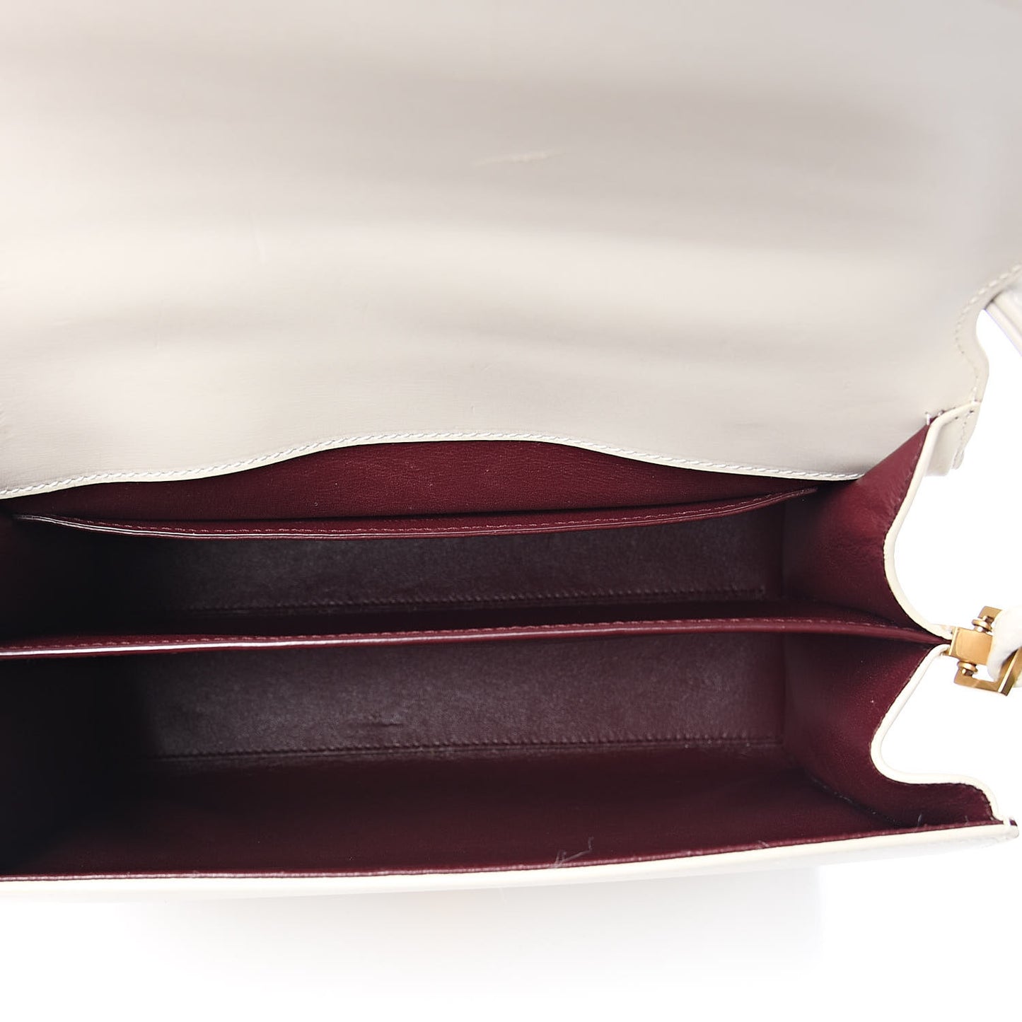 Smooth Calfskin Medium Classic Monogram Cassandra Top Handle Crema Soft Rouge Legion