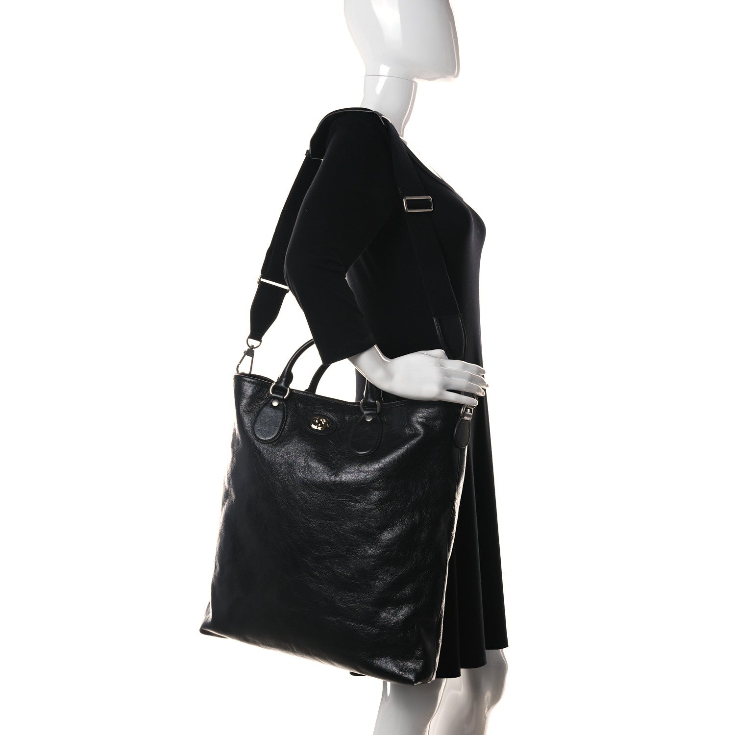 Gucci Fluffy Calfskin Morpheus Tote Bag Black 2 of 12