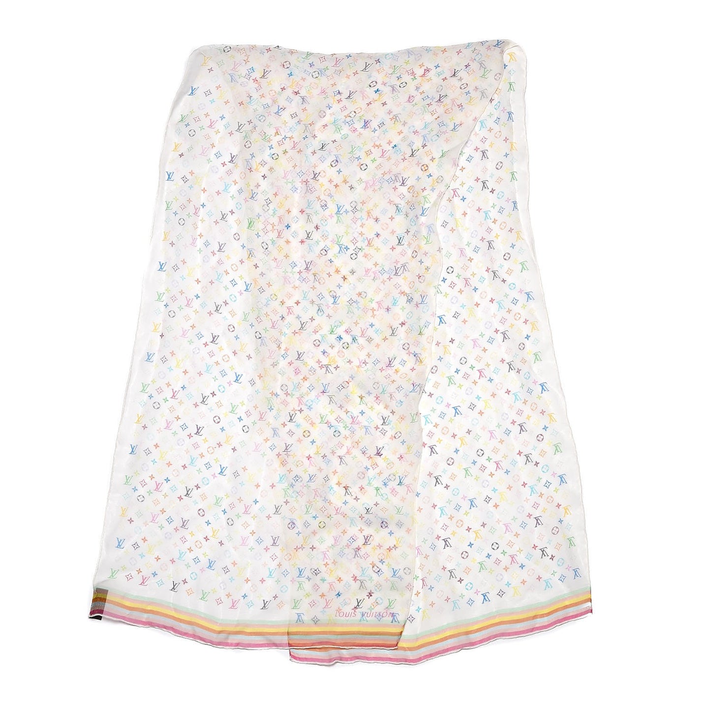 Silk Multicolor Stole White