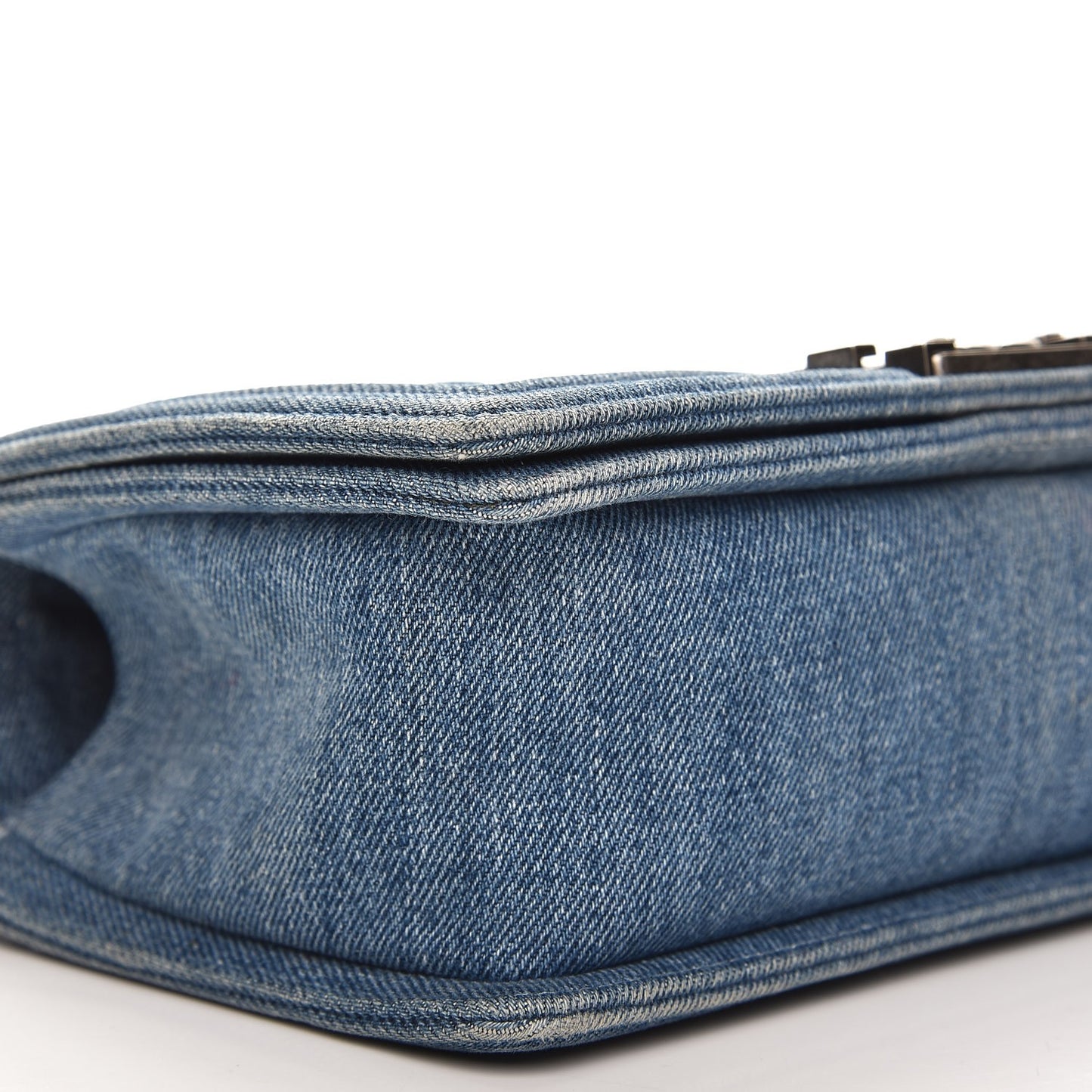 Denim Quilted Medium Boy Flap Blue