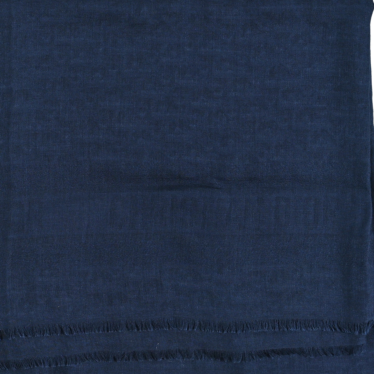 Wool Silk Cashmere Oblique Shawl Blue