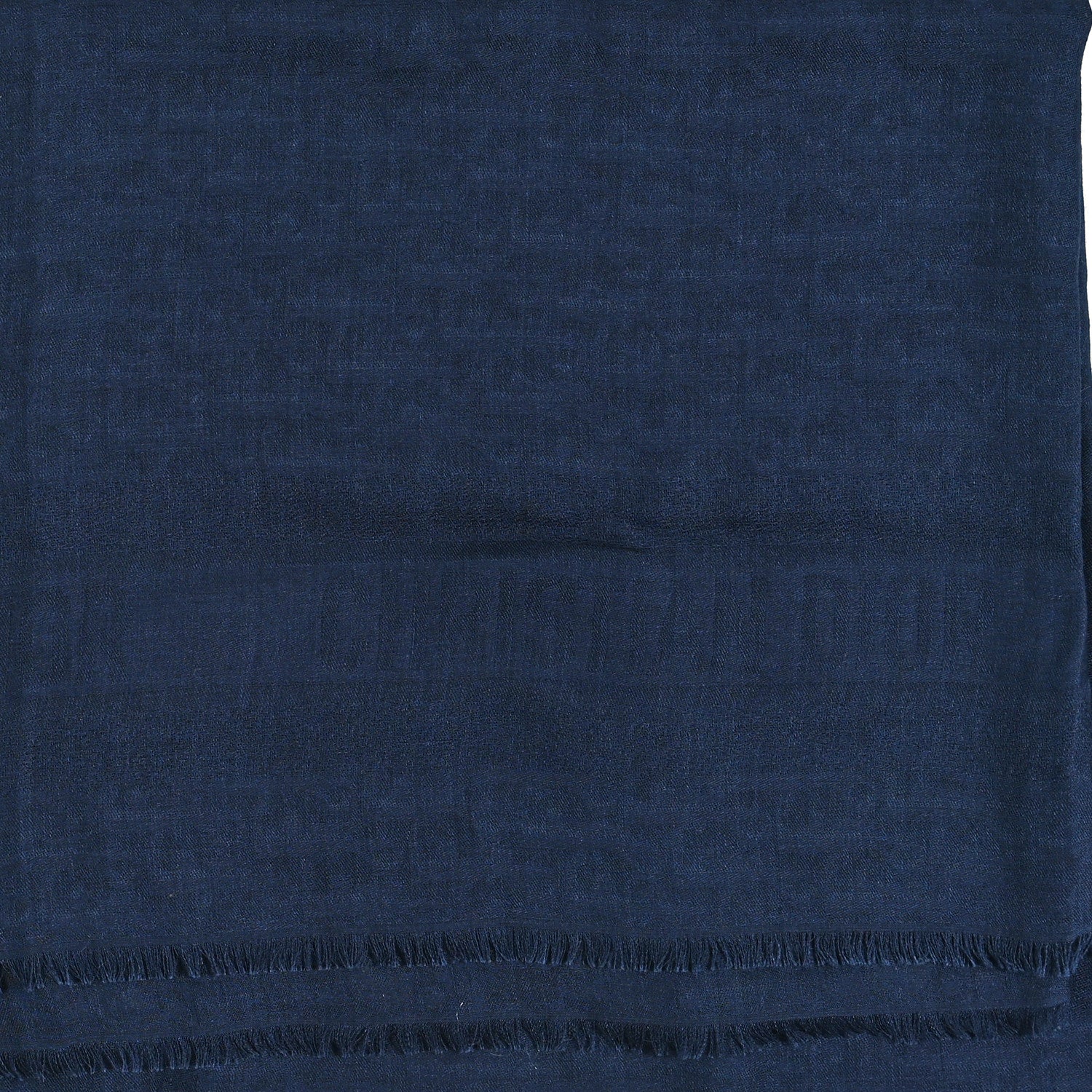 Christian Dior Wool Silk Cashmere Oblique Shawl Blue 2 of 5