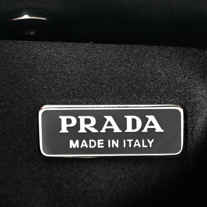 Prada Paillettes Sequin Logo Cleo Adjustable Strap Shoulder Bag Black White 5 of 8