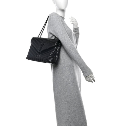 Saint Laurent Calfskin Y Quilted Monogram Monochrome Medium Loulou Chain Satchel Black 2 of 7