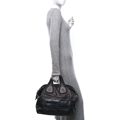 Givenchy Calfskin Crocodile Embossed Medium Nightingale Black 2 of 7