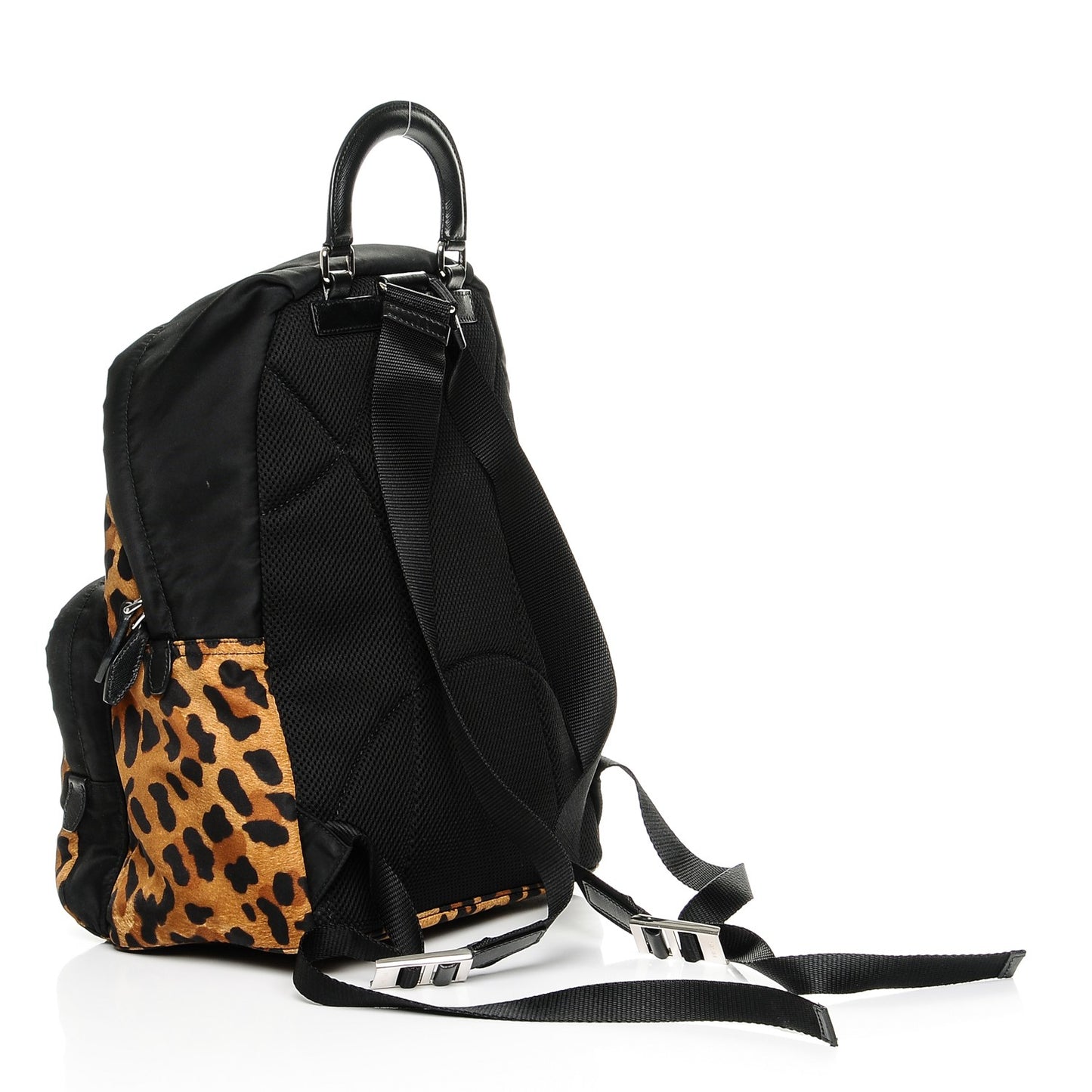 Nylon Leopard Print Tote Backpack Miele Black