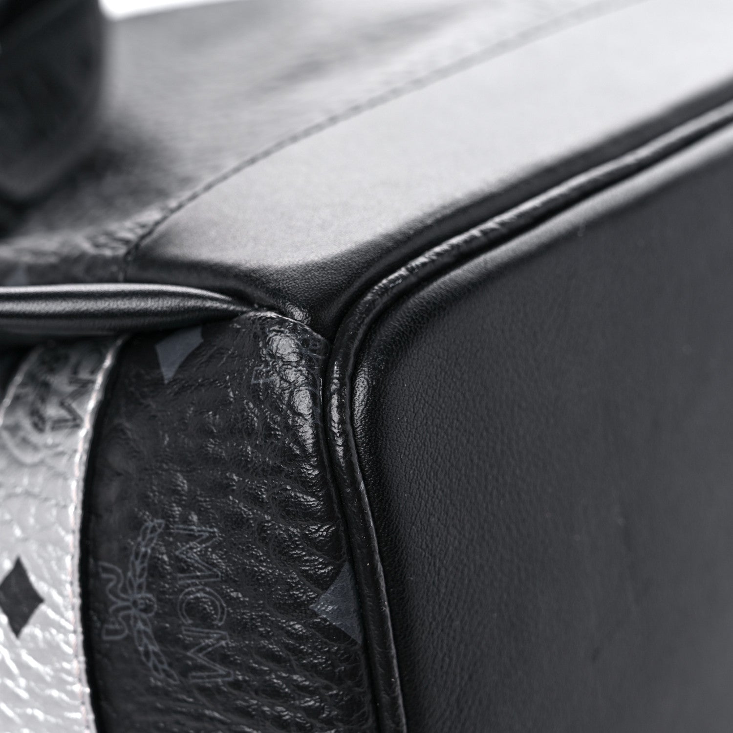 MCM Metallic Visetos Striped Medium Stark Backpack Silver Black 10 of 22