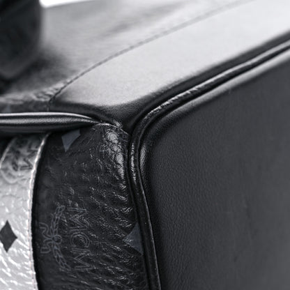 MCM Metallic Visetos Striped Medium Stark Backpack Silver Black 10 of 22