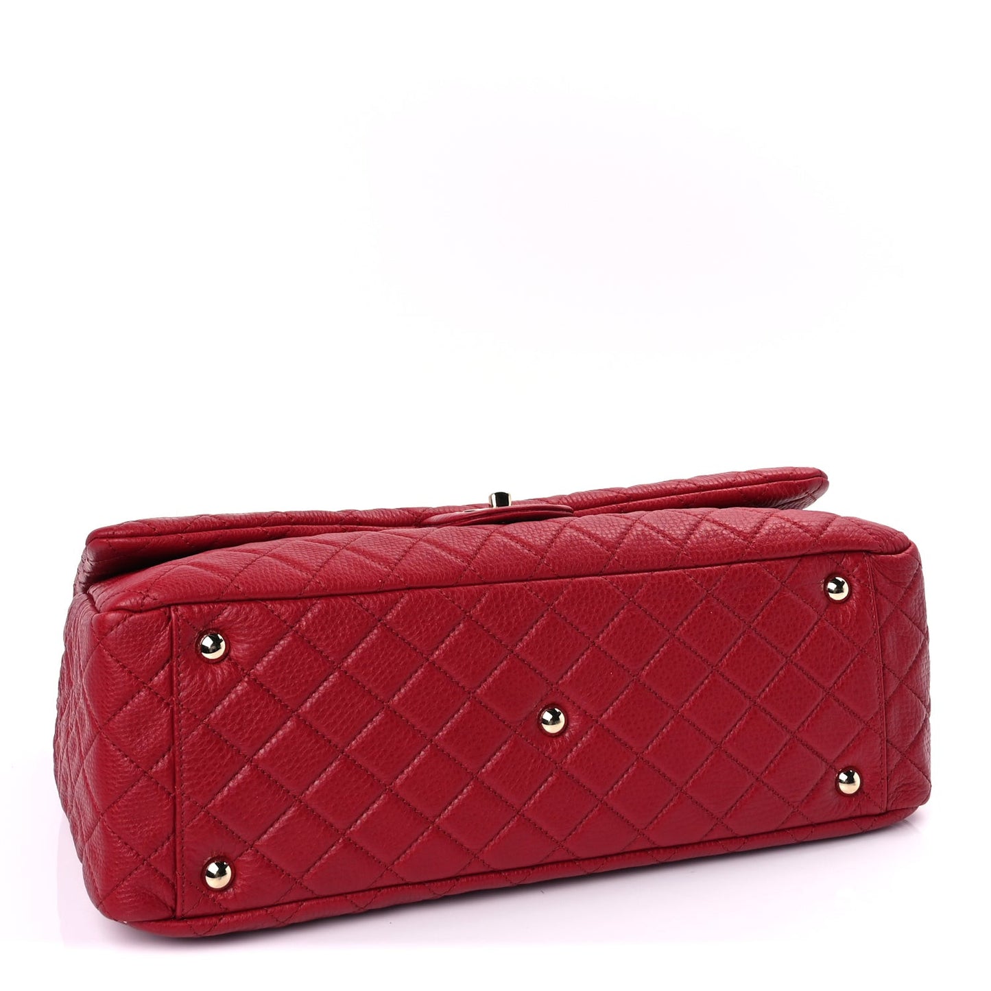 Calfskin Quilted XXL Travel Flap Bag  Red