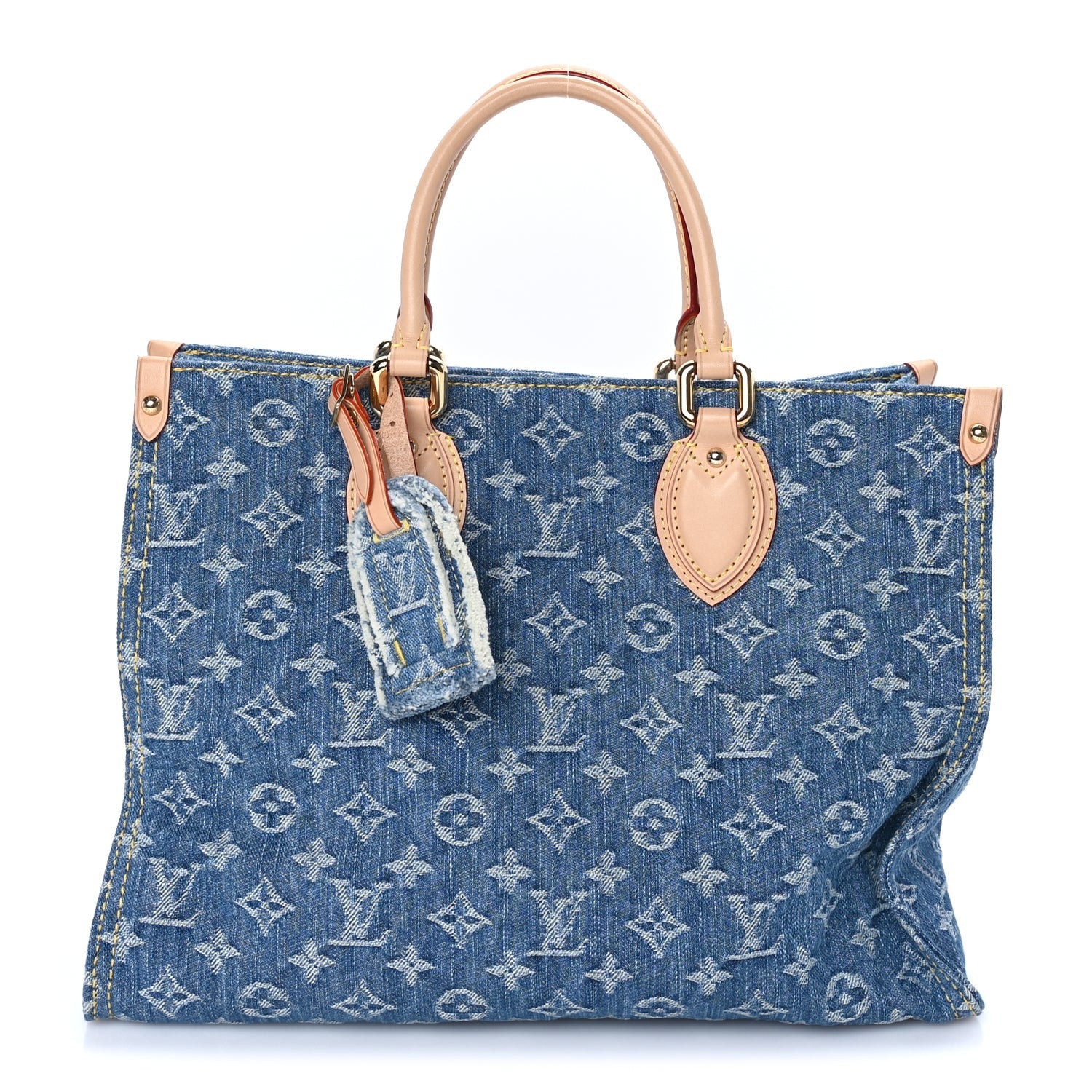 Louis Vuitton Monogram Denim Onthego MM Blue 2 of 9