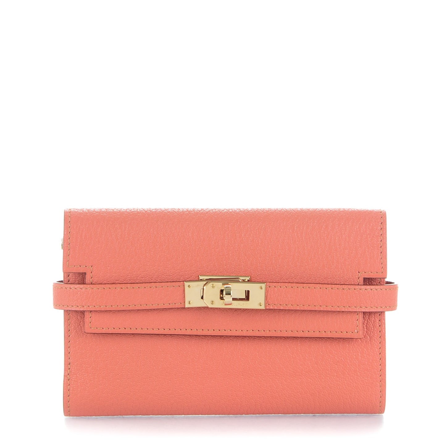 Chevre Mysore Medium Kelly Wallet Rose Thé