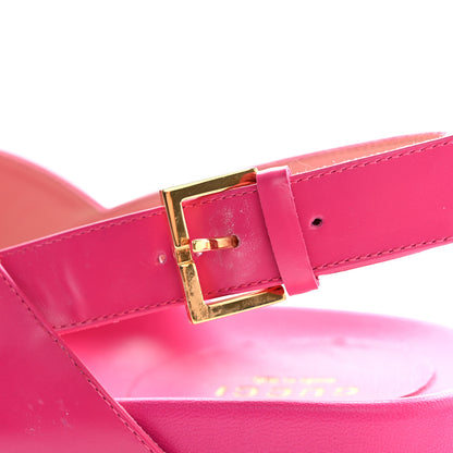 Gucci Calfskin Elizabeth Nappa Charlotte Logo Slingback Sandals 37.5 Fancy Fuchsia 10 of 13