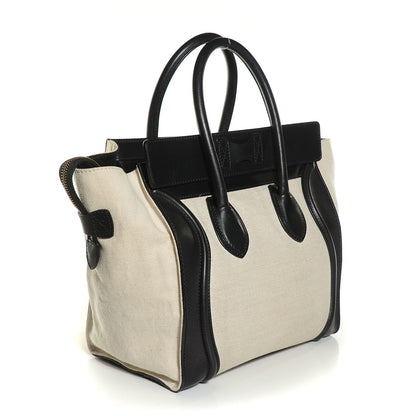 Celine Natural Canvas Smooth Calfskin Mini Luggage Tote Cream 3 of 9