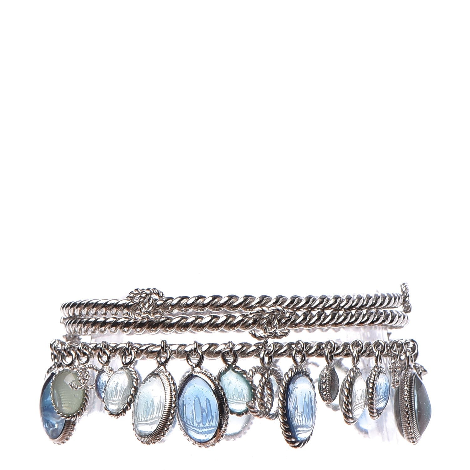 Chanel Glass CC Bangle Bracelet Set of 3 Silver 1 of 2