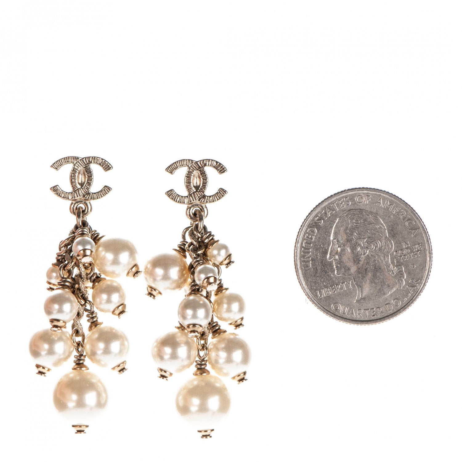 Chanel Pearl CC Drop Earrings Gold 2 of 4