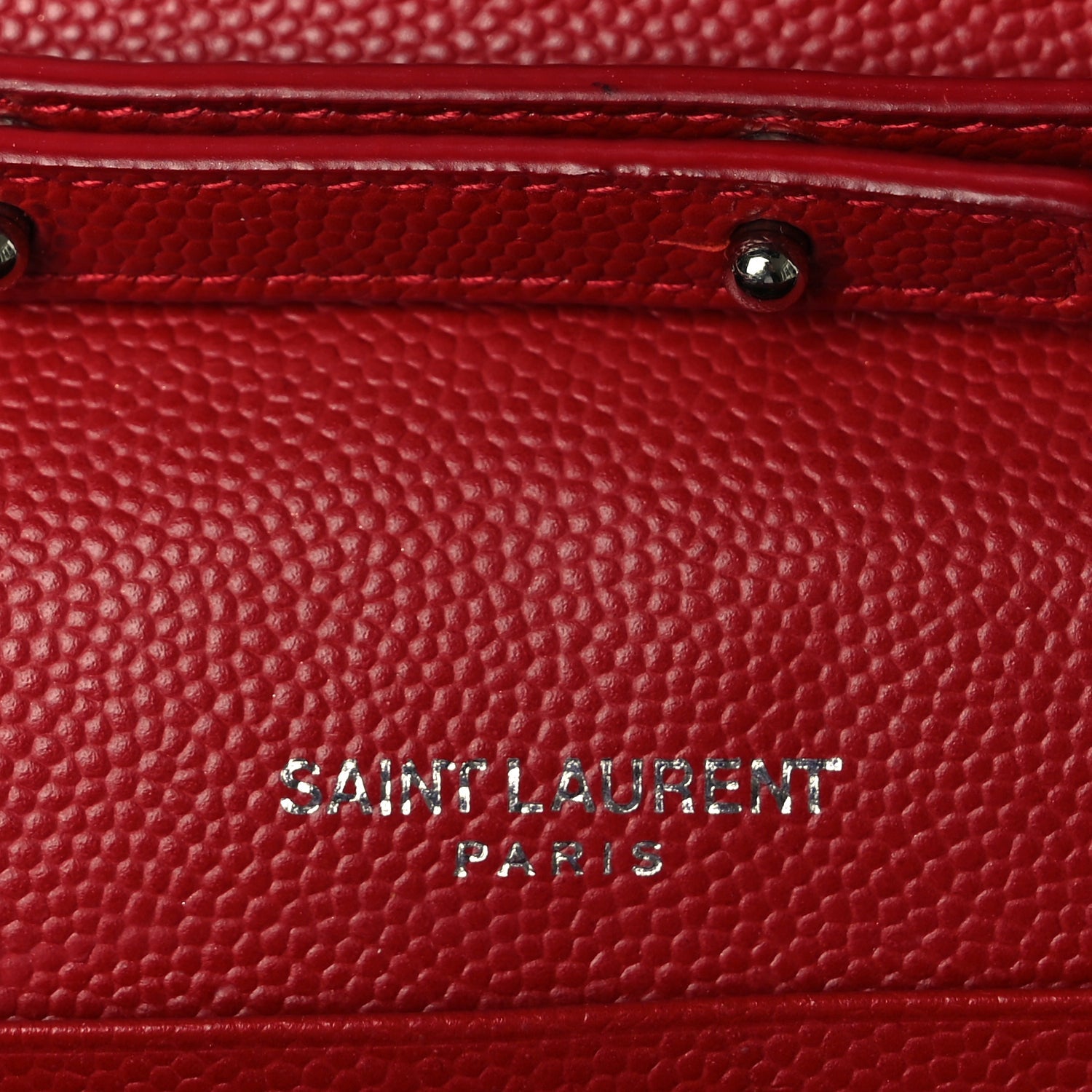 Saint Laurent Grain De Poudre Matelasse Chevron Monogram Chain Wallet New Red 5 of 9