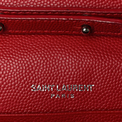 Saint Laurent Grain De Poudre Matelasse Chevron Monogram Chain Wallet New Red 5 of 9