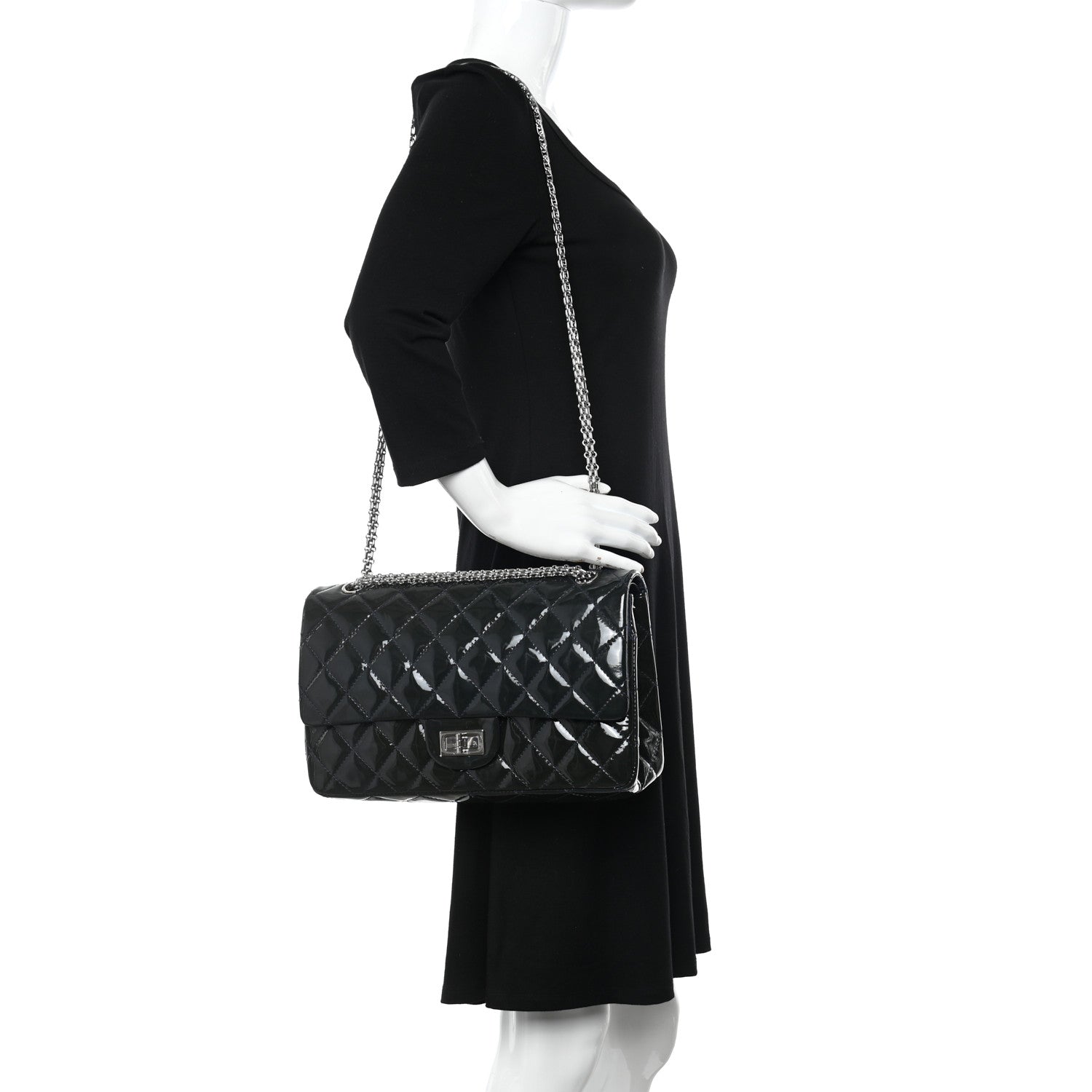 Chanel Patent Calfskin Quilted 2.55 Reissue 227 Flap Dark Blue 2 of 13