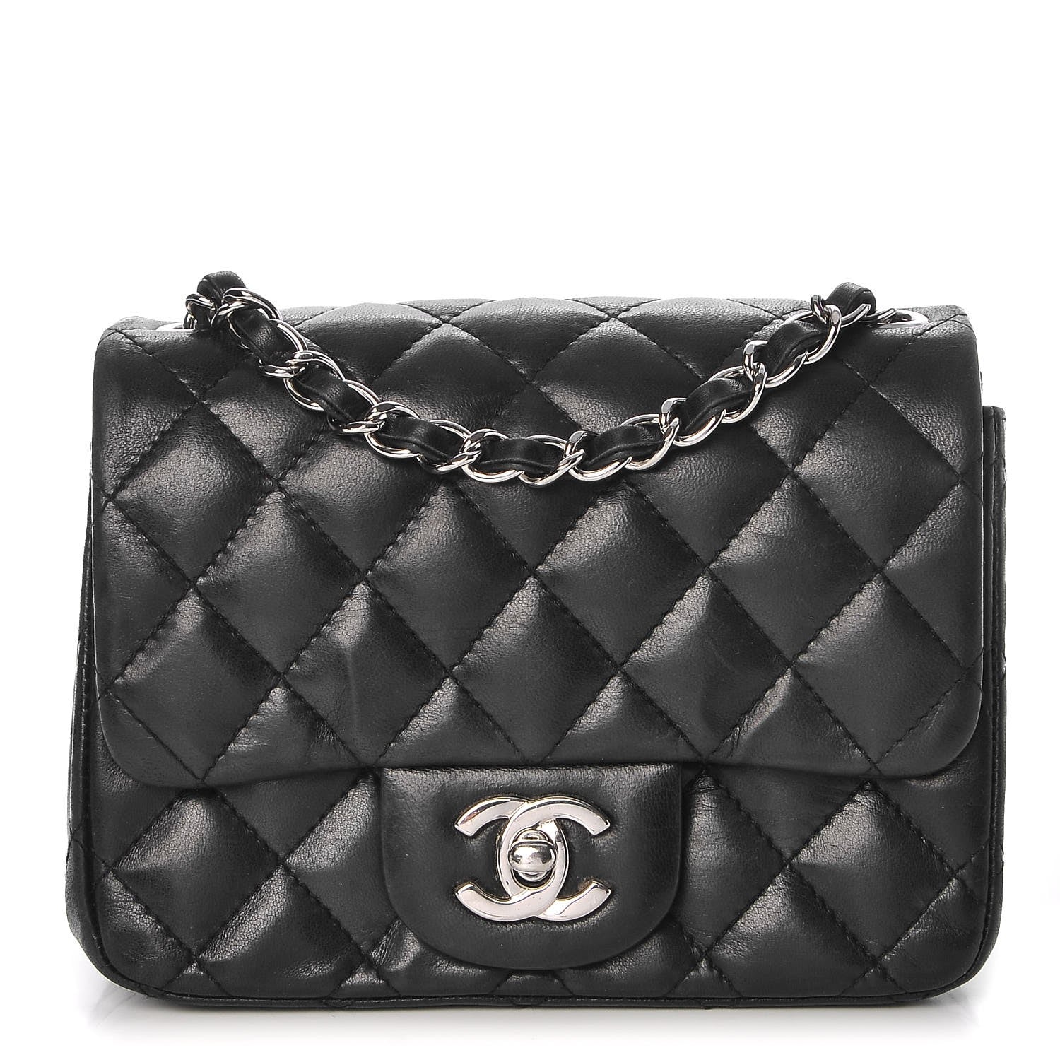 Chanel Lambskin Quilted Mini Square Flap Black 1 of 8