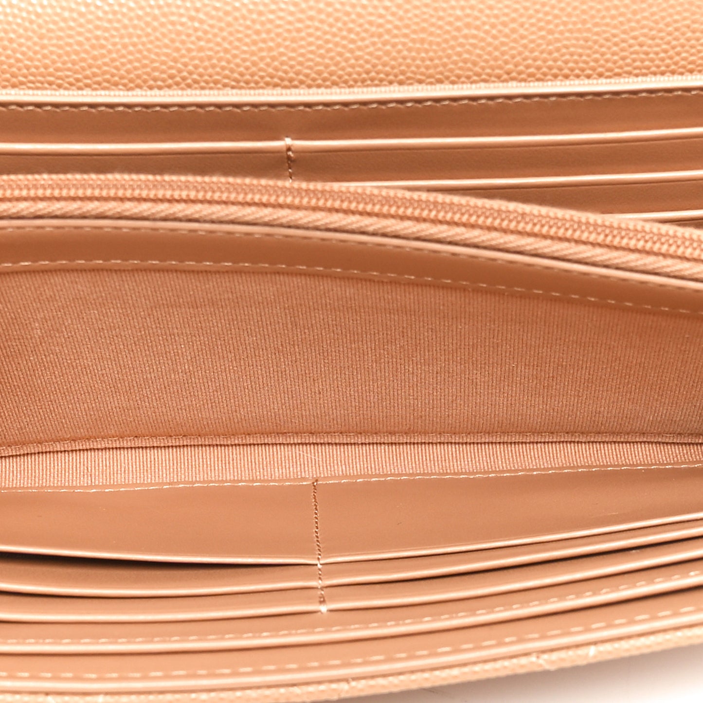 Caviar Quilted Large Gusset Flap Wallet Beige