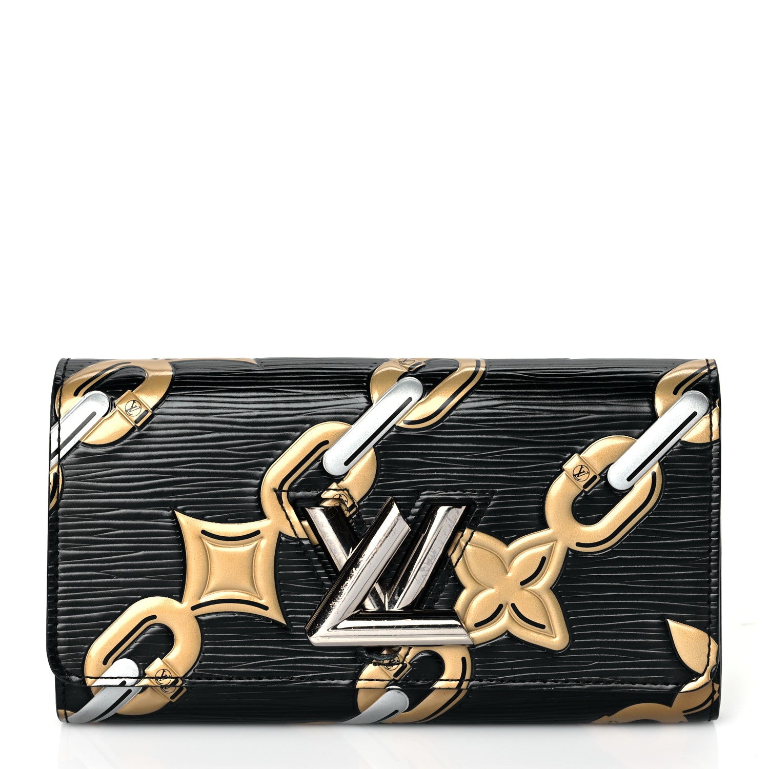 Louis Vuitton Epi Chain Flower Print Twist Wallet Black 1 of 8