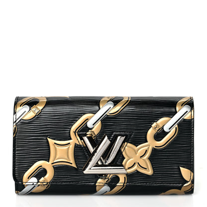 Louis Vuitton Epi Chain Flower Print Twist Wallet Black 1 of 8